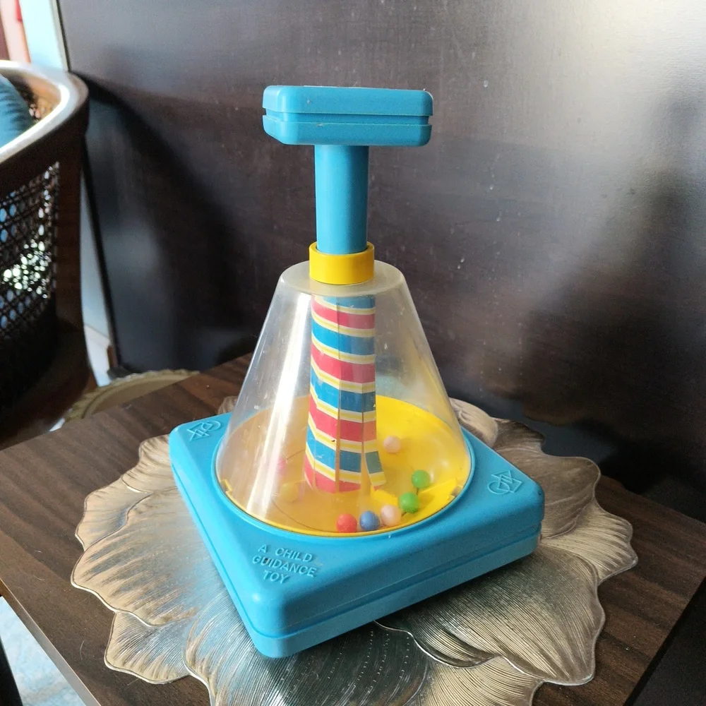Vintage 70s Child Guidance Developmental Engagement Toy Baby Ball Popper Spinner